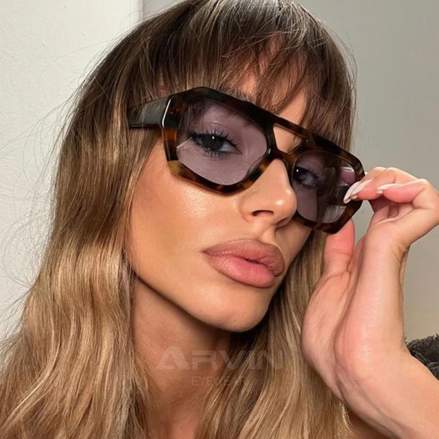 Arvin Sonnenbrille, Vollrand, Square, Leopard Braun, Damen - Bild 1