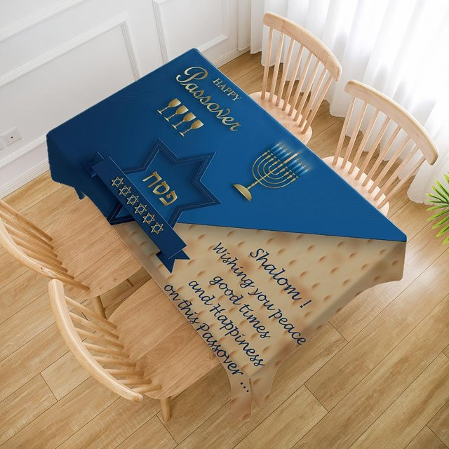 JINGYUE Pet Magen David Tischdecke aus Polyester, rechteckig, blau, wasserabweisend, B/T: 90 x 140 cm - Bild 1