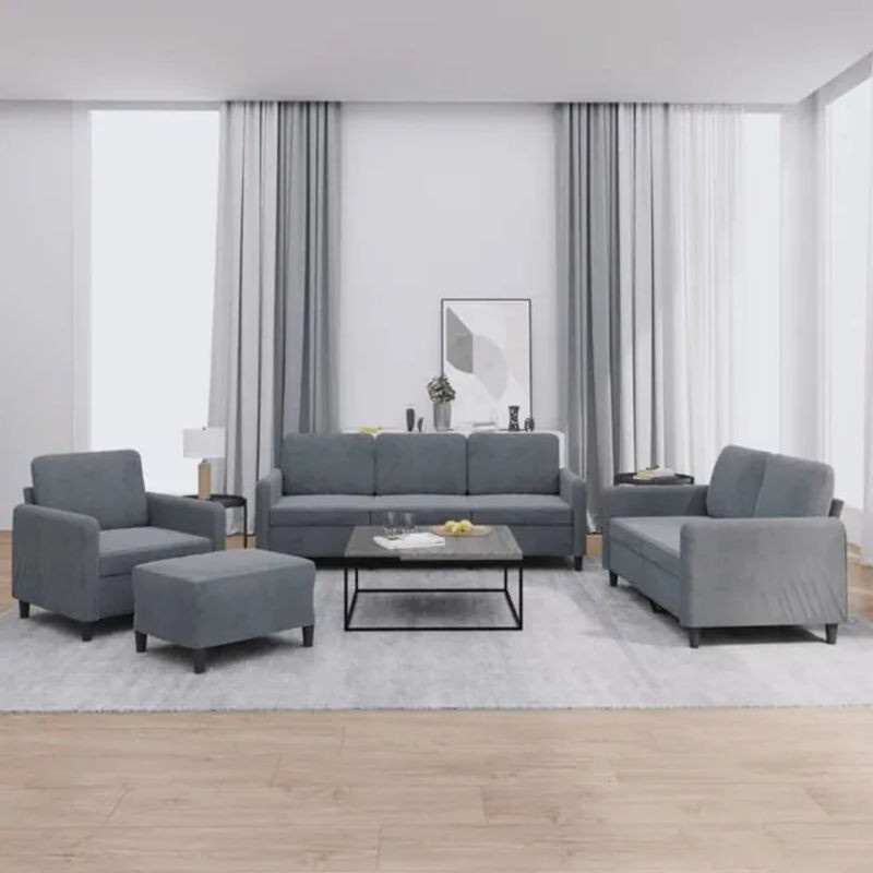 Vidaxl 4-tlg. Sofagarnitur Modern in Anthrazit Grau Samt - Bild 1