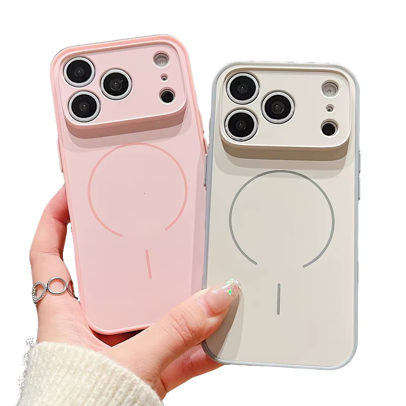 MOESOE Magnetische Linsenschutzhülle für iPhone 17 16 15 14 13 Pro Max mit MagSafe Wireless Charging Unterstützung in Orange - Bild 3