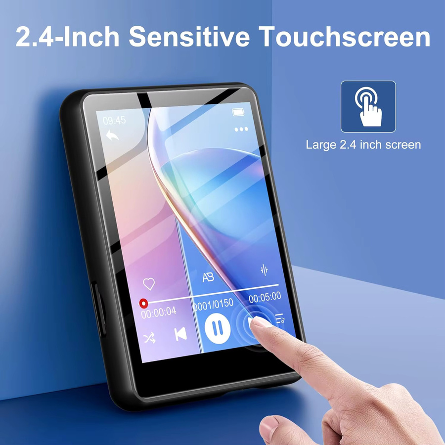 WOFY M4 MP3-Player mit 64GB, Bluetooth 5.3, eingebautem Lautsprecher und FM-Empfänger, Schwarz, erweiterbar auf 128GB - Bild 3