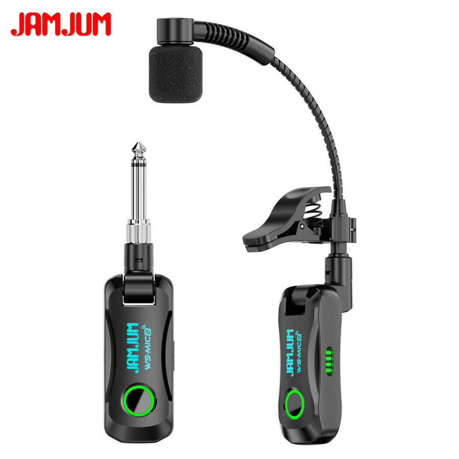 Kabelloses Akustikmikrofon für Saxophon mit 6,35 mm und 3,5 mm Audio-Buchse in Schwarz - Bild 2