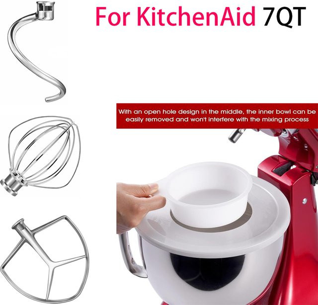 KitchenAid Zubehör-Set für 7-Liter-Mixer in Silber mit Schneebesen, Knethaken und Rührbesen - Bild 1
