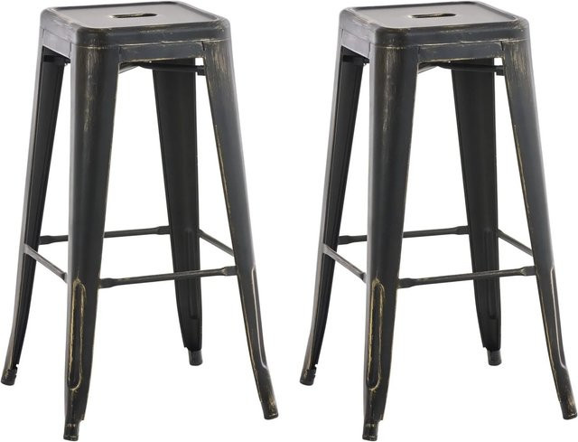 CLP 2er Set Barhocker Joshua Schwarz-Gold modern aus Metall stapelbar - Bild 1