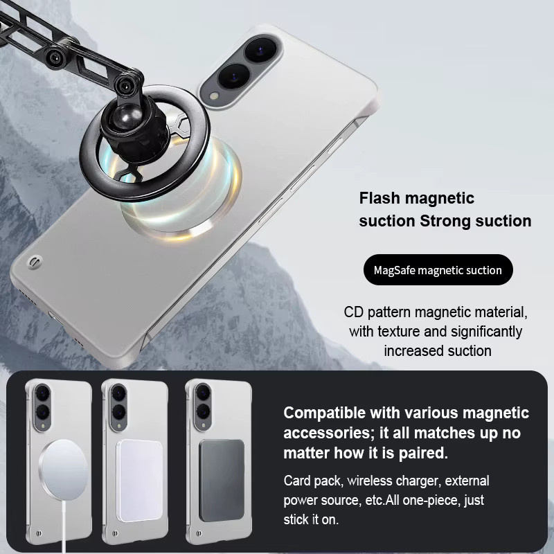 Magnetische MagSafe Schutzhülle für Samsung Galaxy S25 S24 S23 S26 Ultra S22 Plus A56 5G Armor Cover in Grün mit mattem Metall-Design und dünnem PC-Rahmen - Bild 3