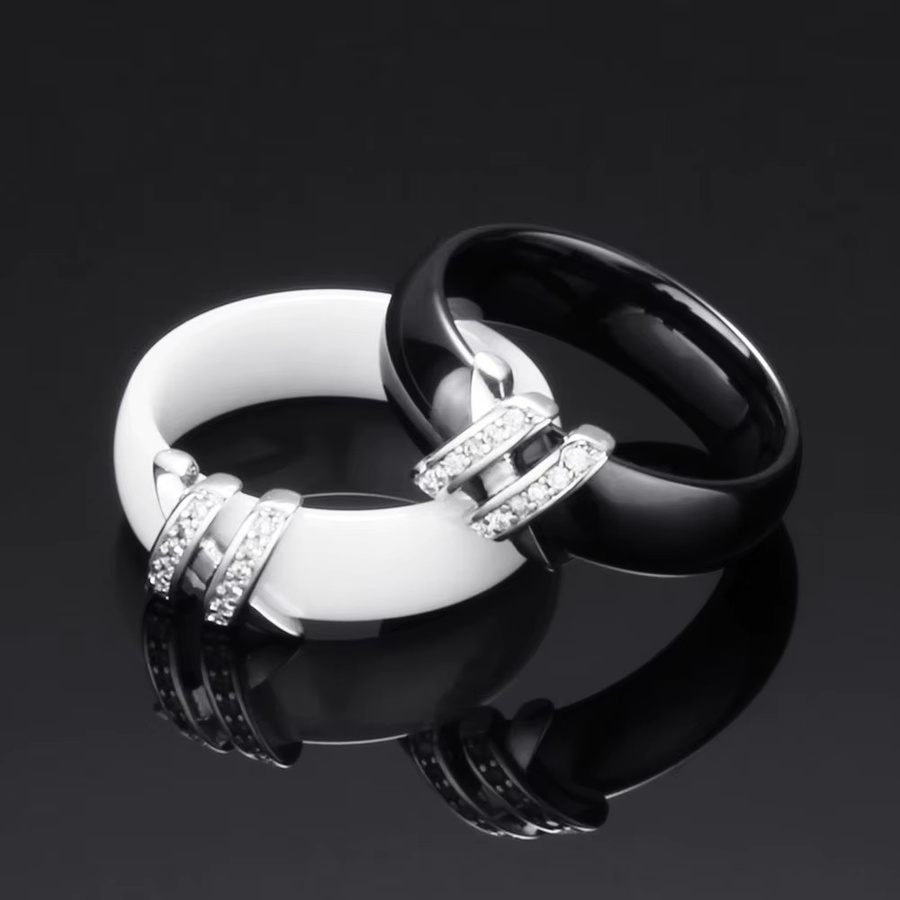 VQYSKO Ring Edelstahl, schwarz, Diamant, Zirkonia, Unisex - Bild 4
