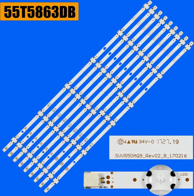 LED-Hintergrundbeleuchtungsstreifen in Weiß für verschiedene TV-Modelle wie 55V5863DG, 55T6863DB und 55UD8400 - Bild 1