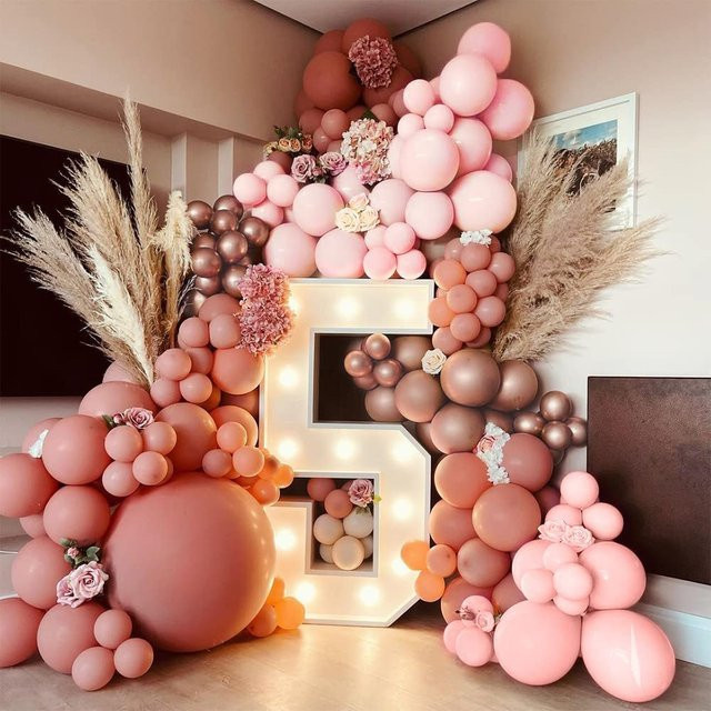 Surpsea Luftballon Bogen Kit 119 Stück in Rosa und Roségold für Hochzeit, Geburtstag oder Baby Shower im Retro-Stil - Bild 1