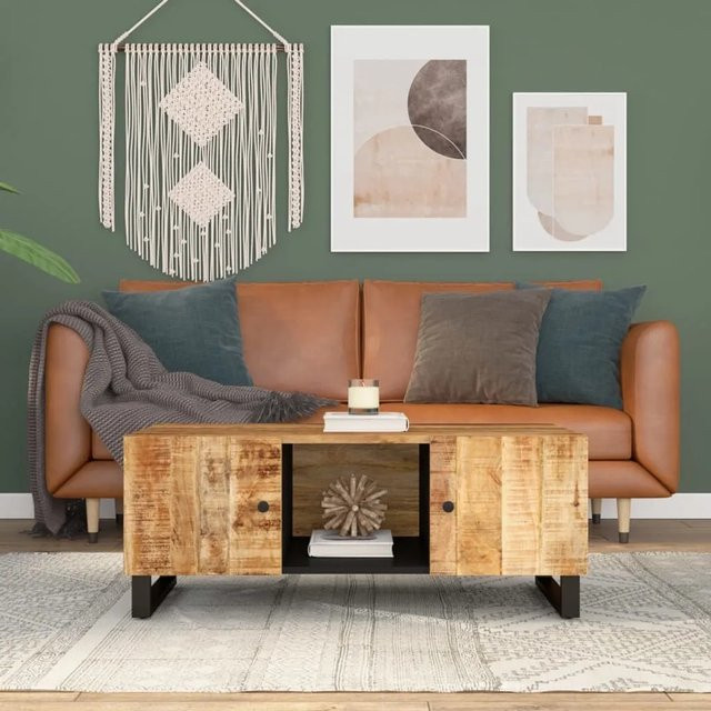 vidaXL Couchtisch aus massivem Mangoholz und Holzwerkstoff in Braun, B/T/H: 100 x 54 x 40 cm - Bild 1