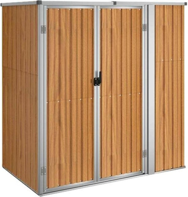 vidaXL Geräteschuppen aus verzinktem Stahl in Braun mit Schrägdach B/H/T: 161 x 161 x 89 cm - Bild 1