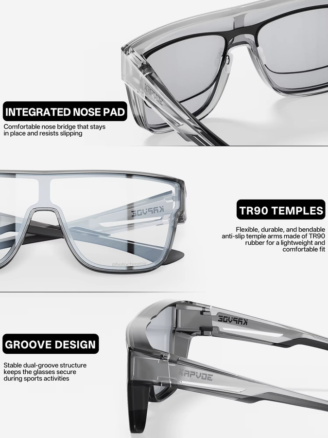 KAPVOE Sonnenbrille, Fitover-Sonnenbrille, quadratisch, TR90, transparent, Unisex - Bild 4