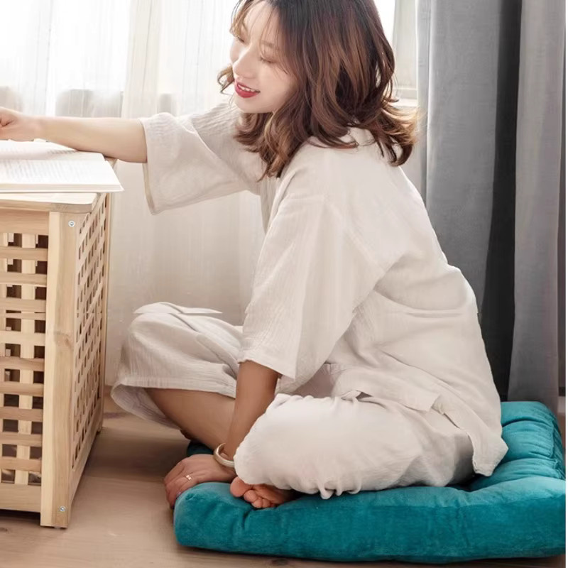 Inyahome Quadratisches Bodensitzkissen Tatami-Matte in Blau oder Grün - Bild 2