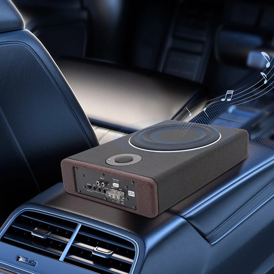 Aktiver 8-Zoll Auto-Subwoofer unter dem Sitz, ultraschlanker Kompakt-Bass-Lautsprecher mit Verstärker, Schwarz, 600 W, DC 12 V - Bild 3