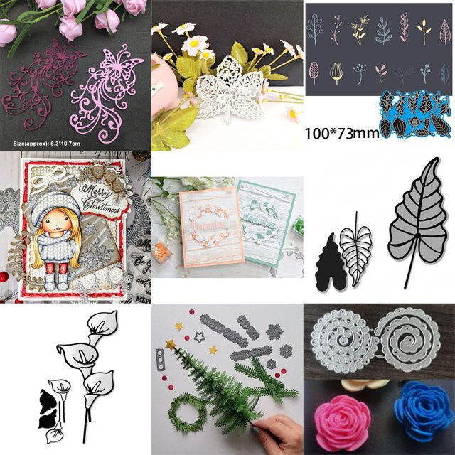 Metall Stanzformen mit Blumen- und Blättermotiven für Scrapbooking und Papierhandwerk - Bild 1