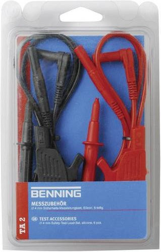 Benning TA 2 Sicherheits-Messleitungs-Set mit 4mm Lamellensteckern, Länge: 1,00 m, Rot und Schwarz - Bild 1