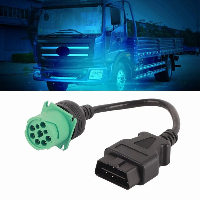 Neoglint OBD2 Diagnose-Scanner Kabeladapter 9-poliger Stecker auf 16-polig für Cummins Dieselmotoren, Schwarz-Grün - Bild 1
