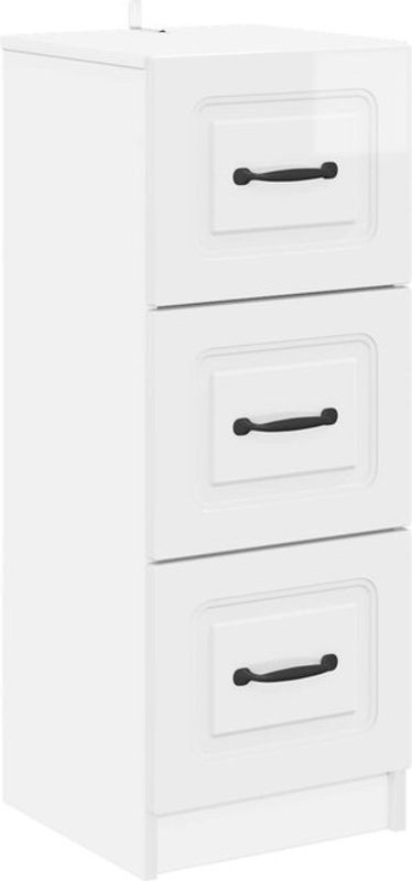 Schubladenschrank vidaXL in Weiß Hochglanz mit 3 Schubladen, B/T/H: 33 x 34,5 x 87 cm - Bild 1