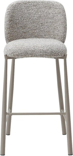 Vente-unique Barhocker Jizak in Beige aus Bouclé-Stoff und Metall, Modern Design, Breite: 49 cm - Bild 1