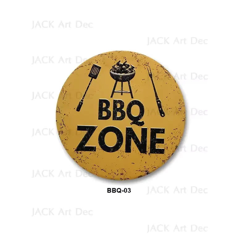 HELLOYOUNG BBQ Zone Metallschild Vintage Dad's BBQ Retro Barbecue Rules Dekoration mehrfarbig - Bild 4