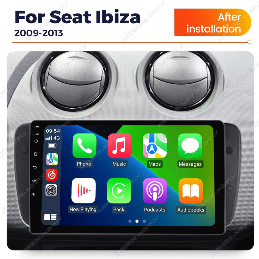 TomoStrong Android 14 Autoradio mit Wireless CarPlay, GPS und Multimedia für Seat Ibiza MK4 6J (2009-2013), Schwarz - Bild 2