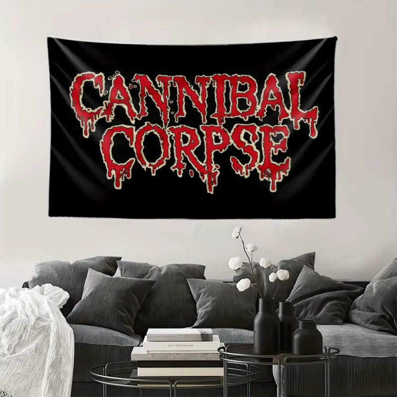 VIKAMA Cannibal Corpse Death Metal Logo Wandteppich, Schwarz, B/H: 60 x 40 cm - Bild 2