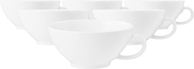 Seltmann Weiden Teetassen Beat Color Glaze aus Porzellan, Weiß, 6er Set, 140 ml pro Tasse - Bild 1