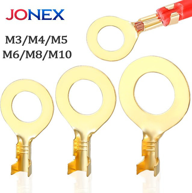 100 Stück Jonock Ring Crimp Terminals aus Messing in Gold für elektrische Drahtanschlüsse M3 M4 M5 M6 M8 M10 - Bild 1