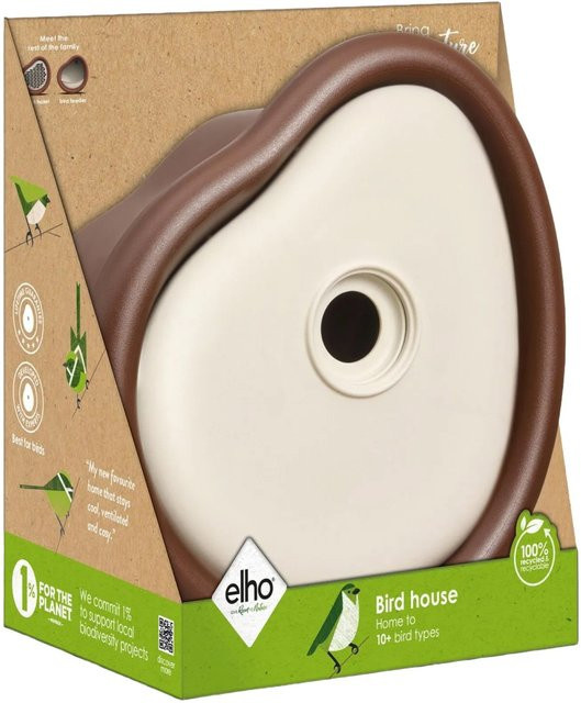 Elho Vogelhaus Organic in Braun-Weiß, Höhe: 25 cm - Bild 1