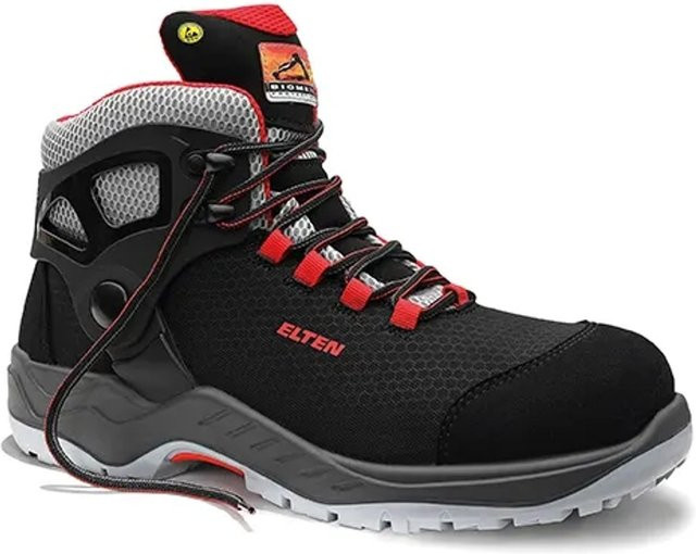 Elten Sicherheitsschnürstiefel Arturo S3 ESD in Black-Red, Größe 43 - Bild 1