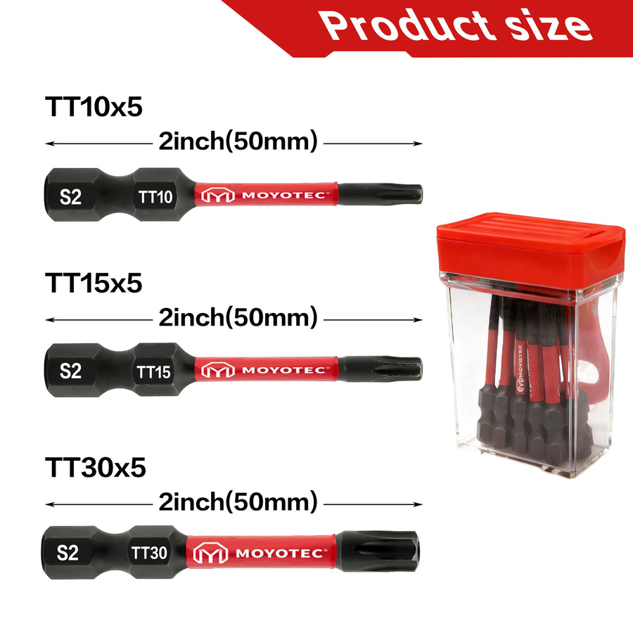 15-teiliges magnetisches Schraubendreher-Bit-Set aus rostfreiem S2-Stahl, schlagfest und wasserdicht, Länge: 50 mm, Typen: Tt10, Tt15, Tt30 - Bild 2