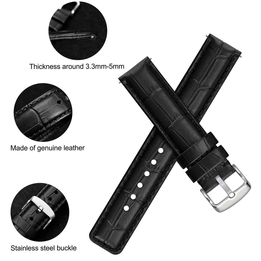WOCCI Uhrenarmband Alligatorleder, Schwarz, Herren - Bild 4