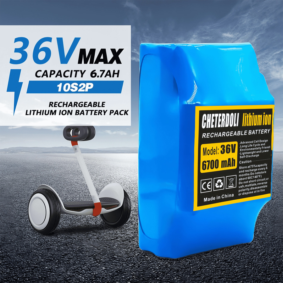 Aleaivy Hochleistungs-Li-Ionen-Akku 36V 6700mAh für selbstbalancierende Einräder, 10S2P, Blau - Bild 2