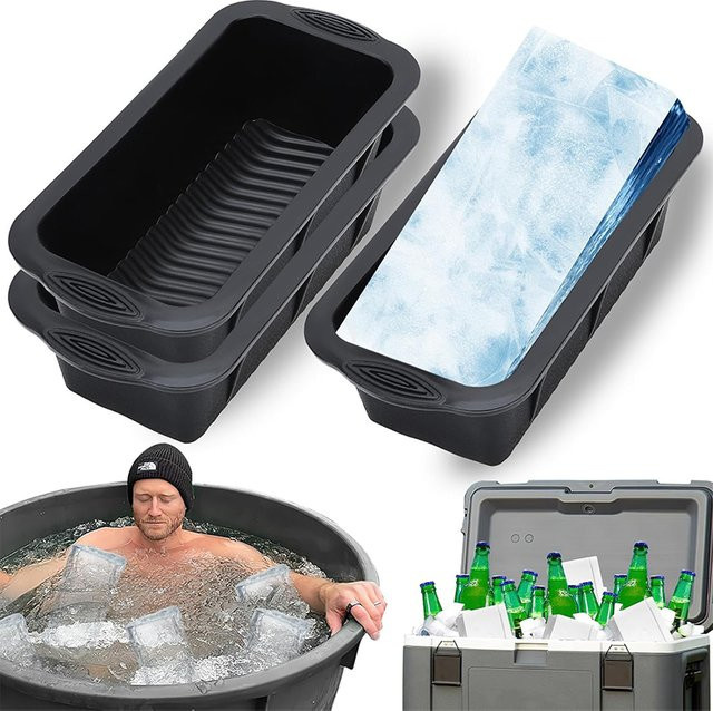 Lmetjma Extra große Eisblockform aus Silikon für Eisbadewannen und kalte Tauchwannen, Blau/Schwarz - Bild 1