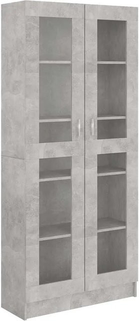 vidaXL Vitrinenschrank Betongrau mit Glastüren und Regalböden, B/T/H: 82,5 x 30,5 x 185,5 cm - Bild 1