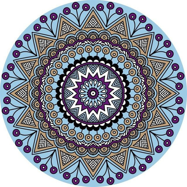 Lodestar Teppich Mandala Floral Mehrfarbig, Rund, Rutschfest, B/T: 40 x 40 cm - Bild 1
