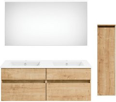 Get2You Badmöbel-Set twenty one, 5-teilig, Waschbecken, braun und weiß, modern, Wandmontage, B/H/T: 122 x 1,5 x 51 cm - Bild 1
