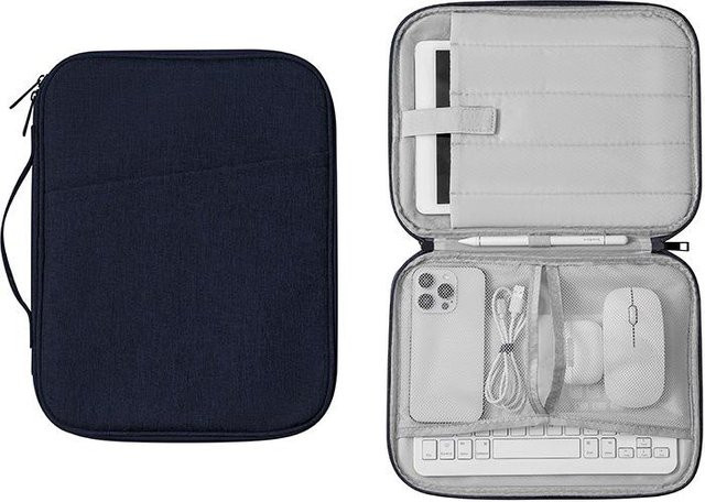 Wasserdichte tragbare Aufbewahrungstasche für iPad-Tablets in Blau, passend für 11 und 13 Zoll - Bild 1