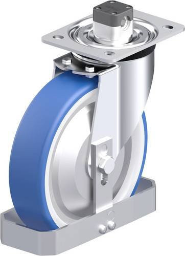 Blickle L-POTHS 200K-CS11-FA-FS Stahlblech-Lenkrolle in Blau mit 200 mm Rad-Durchmesser und 400 kg Tragfähigkeit - Bild 1