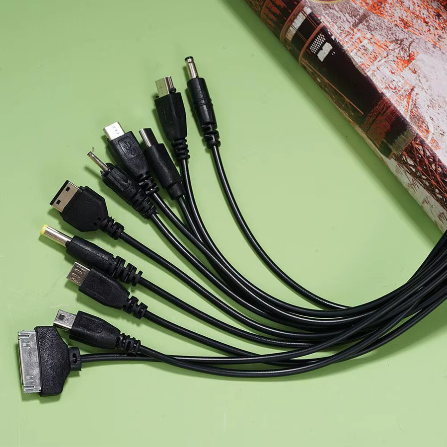 Universelles 10-in-1 Multi-Pin Ladekabel als Multifunktions-USB-Adapter in Schwarz für Telefon, Kopfhörer und Ladegeräte mit USB-A Anschluss - Bild 5