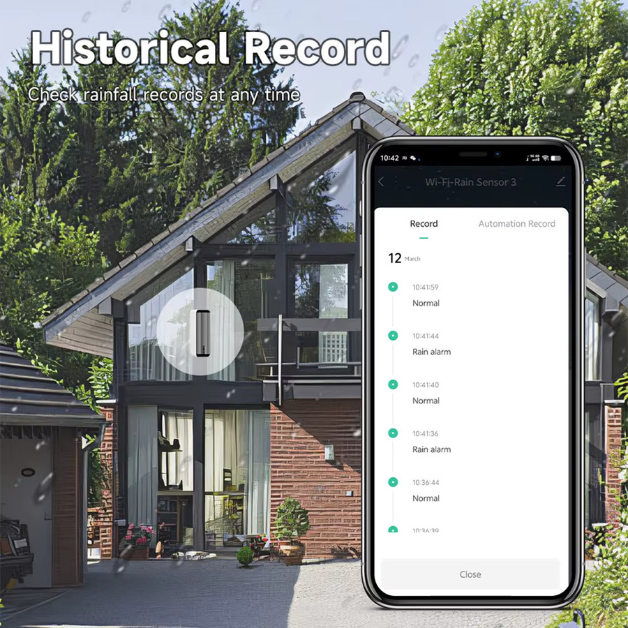 Tuya Smart WLAN-Regensensor iHseno Echtzeit-Regenwasserdetektor in Weiß, Smart Life App-gesteuert für Haus und Außenbereich - Bild 4