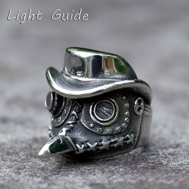 Ring Edelstahl, Steampunk, Pest Arzt, Herren - Bild 1