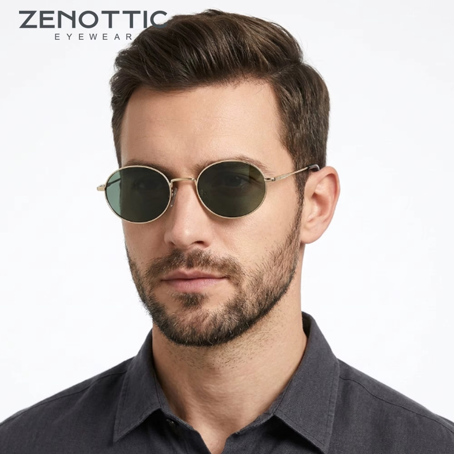 ZENOTTIC Sonnenbrille oval, Vollrand, Metall, gold, Unisex, polarisiert - Bild 2