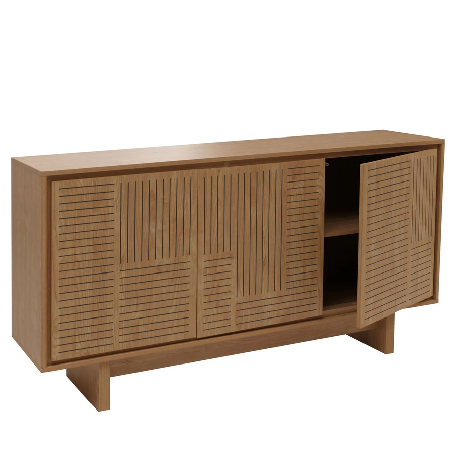 MCW Sideboard O35 Highboard mit 3 Türen und Staufächern aus Melamin in Ulme Natur, B/H/T: 160 x 86 x 40 cm - Bild 2