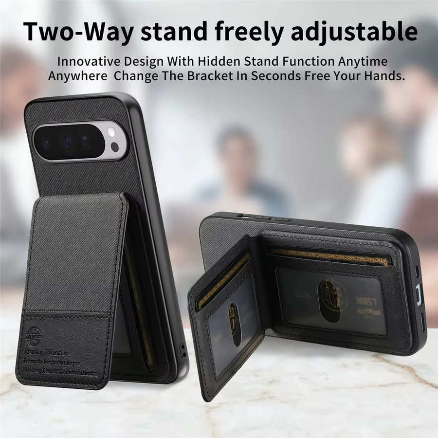 RFID Leder Kartenhalter und Handyhülle für Google Pixel 10 Pro XL 5G, Pixel 9 Pro XL und Pixel 9A in Schwarz - Bild 4