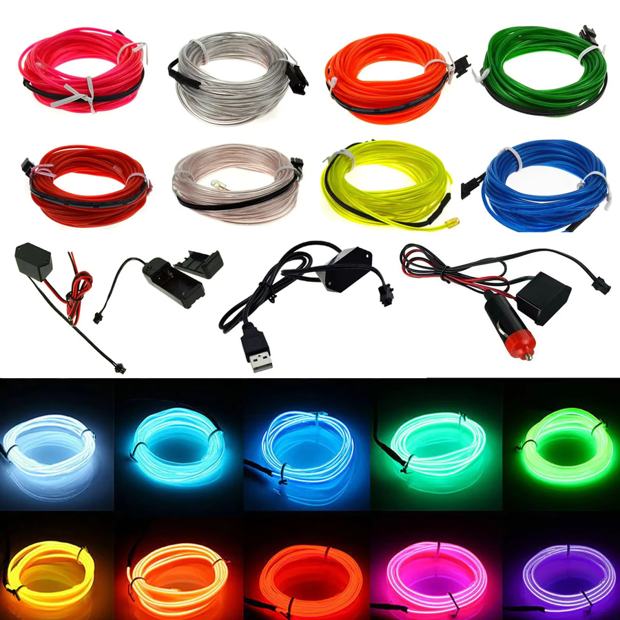YORYZENG RGB Neon-LED-Draht, flexibles wasserdichtes Silikon-Lichtseil in Multicolour für DIY-Auto, Party und Dekoration, USB-Anschluss - Bild 5