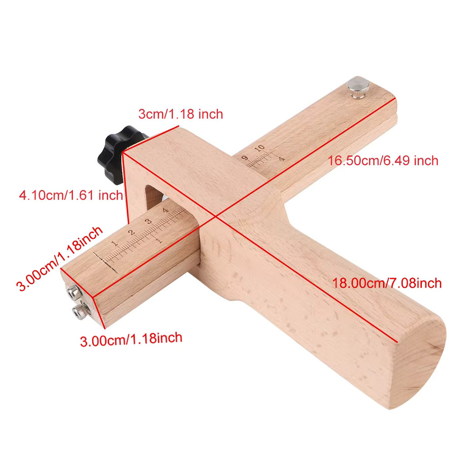 Lederbandschneider aus Holz in Braun mit Längeneinheit in CM/IN für das Lederhandwerk - Bild 2
