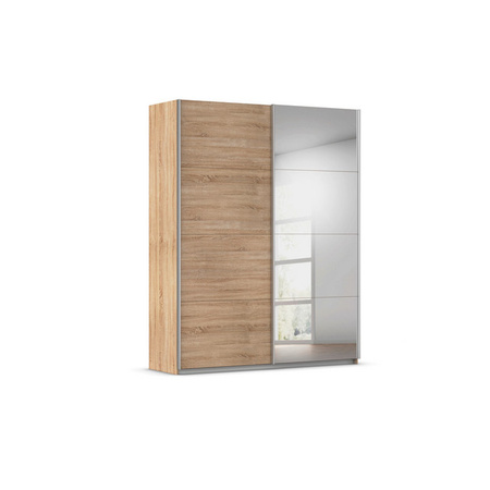 RAUCH Quadra Schwebetürenschrank in Braun mit Spiegelelementen und integrierten Schubladen, B/T/H: 181 x 62 x 230 cm