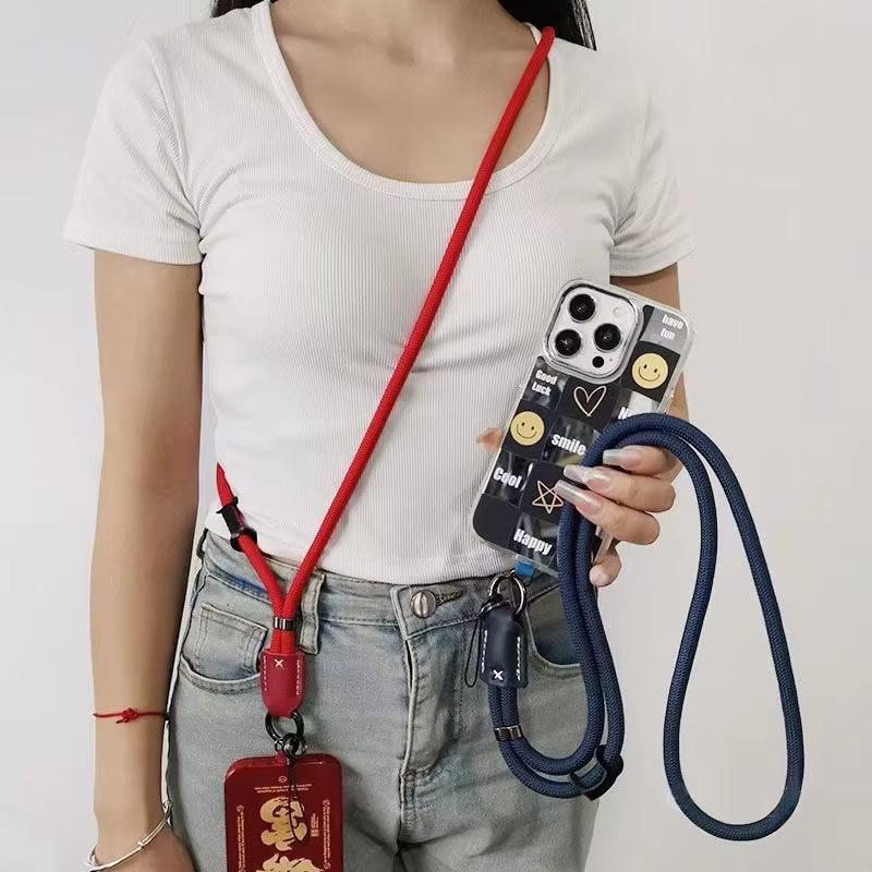 ZHANZHI Handy-Sicherungslanyard aus geflochtenem Nylon und PU-Leder in Schwarz mit Anti-Drop-Clip - Bild 2
