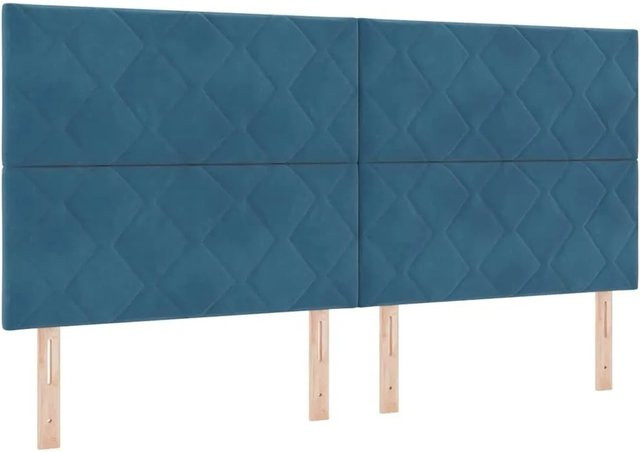 vidaXL Kopfteil mit Diamantendesign aus Samt in Dunkelblau, Breite: 200 cm - Bild 1