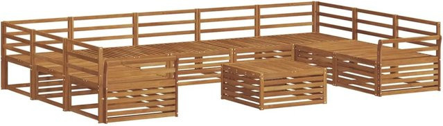 vidaXL Sofagarnitur aus Akazie Massivholz in Natur mit 10-teiligem Set im U-Shape Design - Bild 1